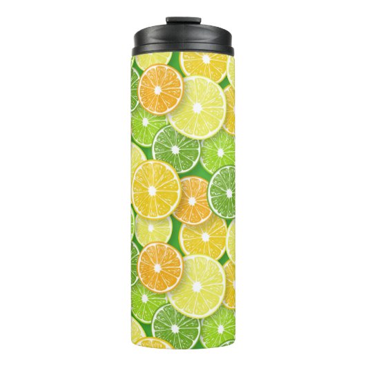 Zitrusfrüchte-Scheiben Pop Art 3 Thermosbecher (Vorderseite)