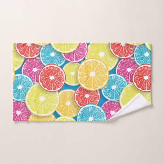Zitrusfrüchte Scheiben Pop Art Badhandtuch Set (Handtuch)