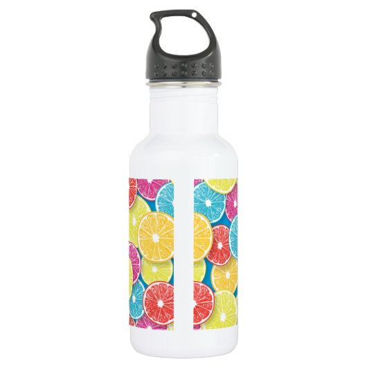 Zitrusfrüchte Scheiben Pop Art Edelstahlflasche (Rückseite)