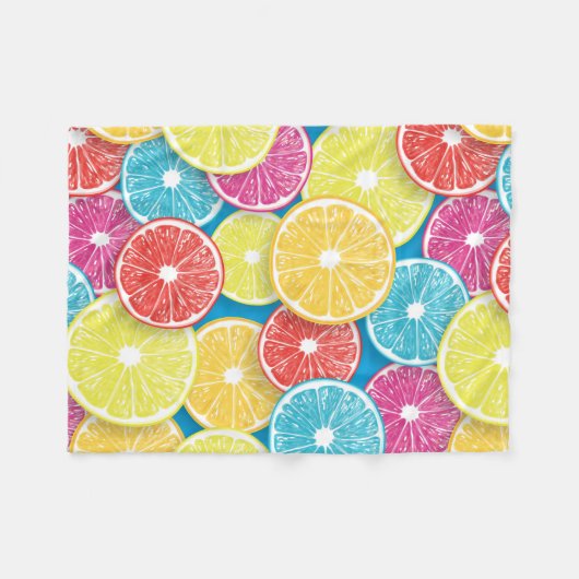 Zitrusfrüchte Scheiben Pop Art Fleecedecke (Vorderseite (Horizontal))