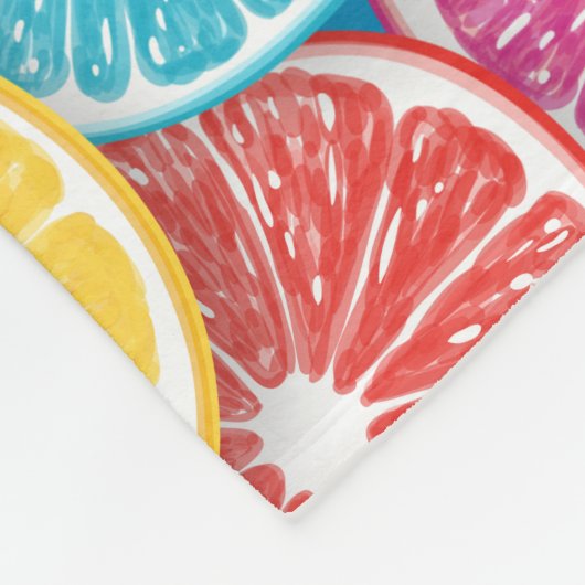 Zitrusfrüchte Scheiben Pop Art Fleecedecke (Ecke)