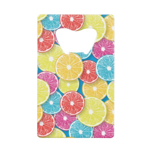 Zitrusfrüchte Scheiben Pop Art Geldbeutel Flaschenöffner (Vorderseite)