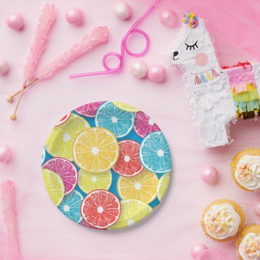 Zitrusfrüchte Scheiben Pop Art Pappteller (Party)