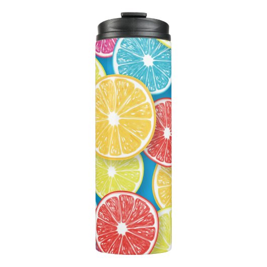 Zitrusfrüchte Scheiben Pop Art Thermosbecher (Vorderseite)