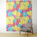 Zitrusfrüchte Scheiben Pop Art Wandteppich<br><div class="desc">Handgezeichnetes Vektormuster mit verschiedenen Scheiben von Zitrusfrüchten</div>