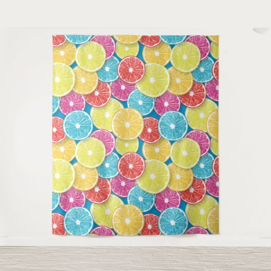 Zitrusfrüchte Scheiben Pop Art Wandteppich (Vorderseite)