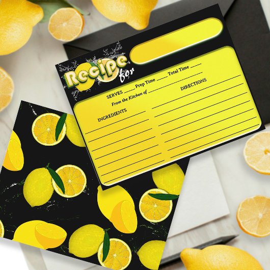 Zitrusfrüchte Schwarz und Gelbes Brautparty Rezept Begleitkarte