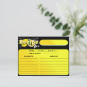 Zitrusfrüchte Schwarz und Gelbes Brautparty Rezept Begleitkarte (Stehend Vorderseite)