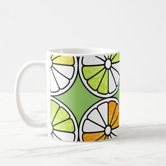 Zitrusfrüchte, Sommer nahtlos. Kaffeetasse (Links)