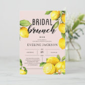 Zitrusfrüchte Sommergelbe Rosa Brautbrunch Einladung (Stehend Vorderseite)