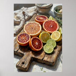 Zitrusfrüchte Stillleben Kunstprint   Blutorange L Poster
