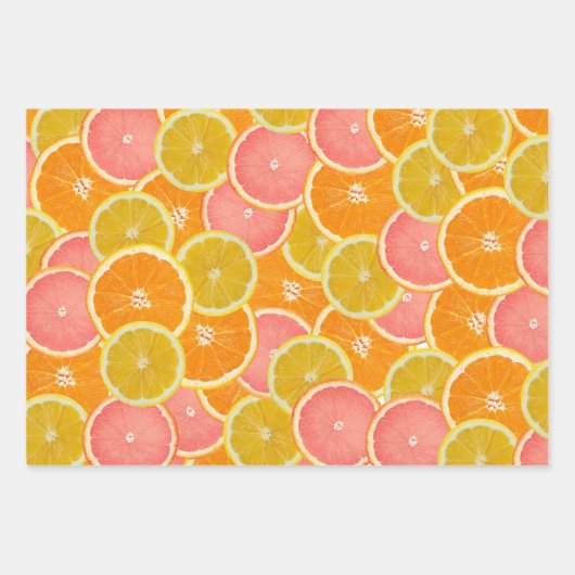 Zitrusfrüchte Umhüllungspapier Flachblatt Set 3 Geschenkpapier Set (Vorderseite 2)