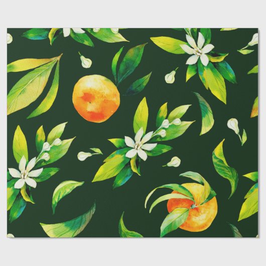 Zitrusfrüchte und Blätter aus nahtlosem Aquarell Geschenkpapier (Flach)