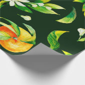 Zitrusfrüchte und Blätter aus nahtlosem Aquarell Geschenkpapier (Ecke)