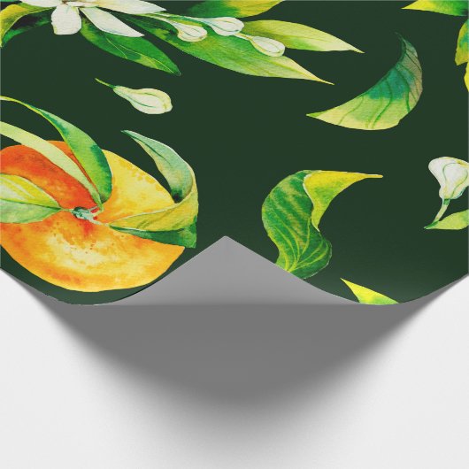 Zitrusfrüchte und Blätter aus nahtlosem Aquarell Geschenkpapier (Ecke)