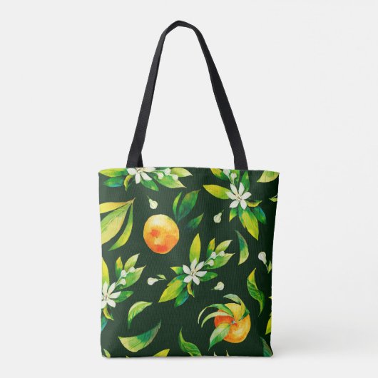 Zitrusfrüchte und Blätter aus nahtlosem Aquarell Tasche (Rückseite)