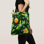 Zitrusfrüchte und Blätter aus nahtlosem Aquarell Tasche (Von Nahem)