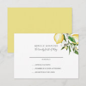 Zitrusfrüchte und Blätter gelbe Hochzeit RSVP Karte (Vorne/Hinten)