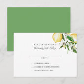 Zitrusfrüchte und Blätter grün Hochzeit RSVP (Vorne/Hinten)