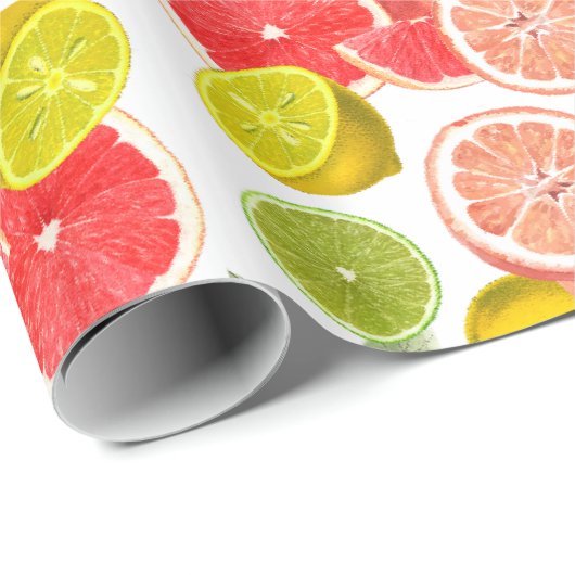 Zitrusfrüchte und Blätter Umschlagpapier Geschenkpapier (Rolleneckpunkt)