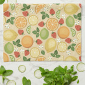 Zitrusfrüchte und Erdbeeren Geschirrtuch (Gefaltet)