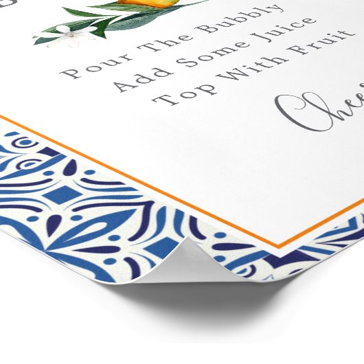 Zitrusfrüchte und Kacheln Mimosa Bar Sign Poster (Ecke)