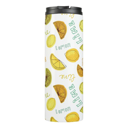 Zitrusfrüchte und Limone Zitrusfrüchte Thermosbecher (Rückseite)