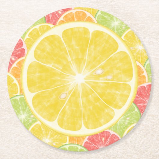 Zitrusfrüchte-Untersetzer Runder Pappuntersetzer (Vorderseite)