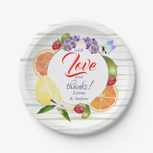 Zitrusfrüchte | Vielen Dank Pappteller (Vorderseite)