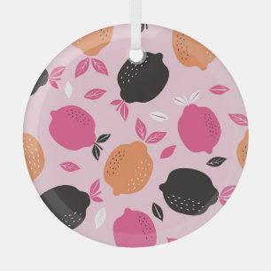 Zitrusfrüchte, vintage Textilmuster. Ornament Aus Glas