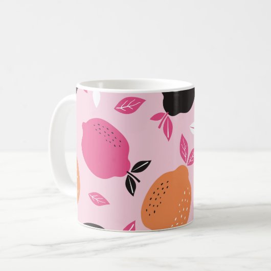 Zitrusfrüchte, Vintages Textilmuster. Kaffeetasse (Vorderseite Links)