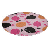 Zitrusfrüchte, Vintages Textilmuster. Schneidebrett (Ecke)