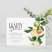 Zitrusfrüchte | Wasserfarben-Babydusche Einladung (Stehend Vorderseite)