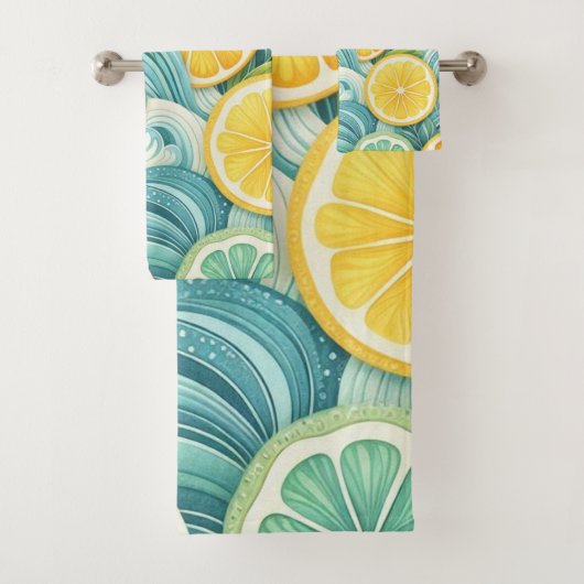 Zitrusfrüchte Wellness-Center Whimsical Wasserfarb Badhandtuch Set (Insitu)