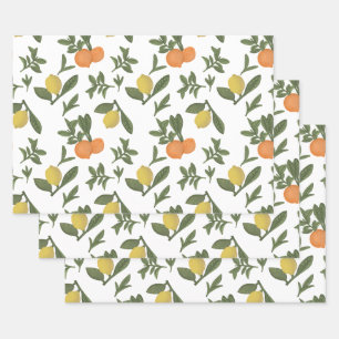 Zitrusfrüchte Yuzu und Orange Foliage Geschenkpapier Set