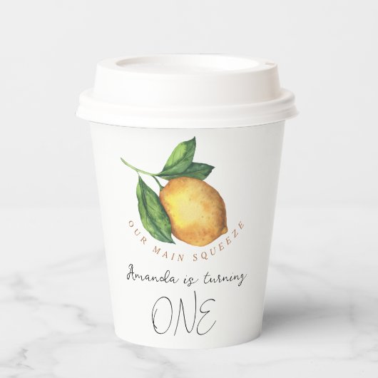 Zitrusfrüchte Zitrone 1. Geburtstag Party Pappbecher (Vorderseite)