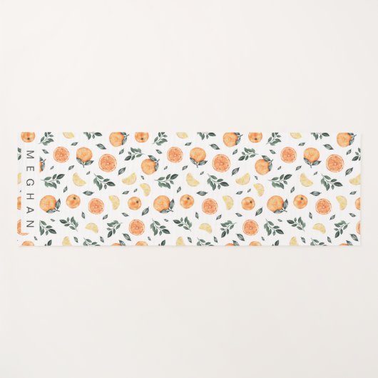 Zitrusfrüchte Zitrone Orange Monogramm Yoga Mat Yogamatte (Vorderseite (Horizontal))