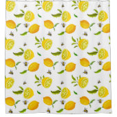 Zitrusfrüchte, Zitronen, Bienen Sommermuster kurz Duschvorhang (Vorderseite)