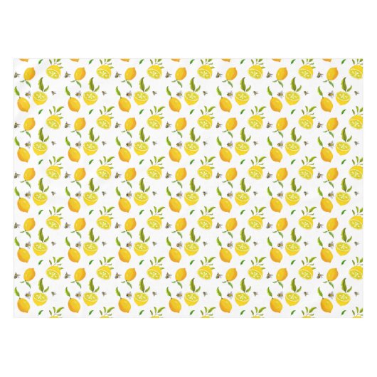 Zitrusfrüchte, Zitronen, Bienen Sommermuster kurz Tischdecke (Vorderseite (Horizontal))