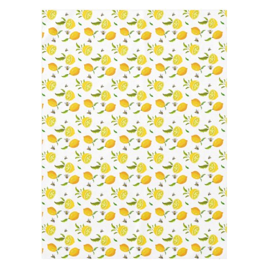 Zitrusfrüchte, Zitronen, Bienen Sommermuster kurz Tischdecke (Vorderseite)
