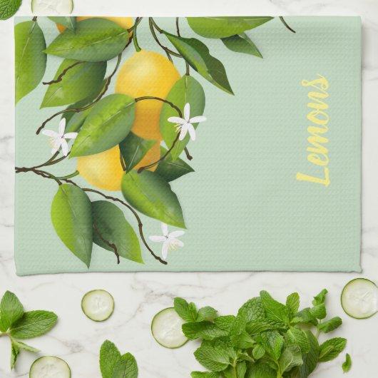 Zitrusfrüchte Zitronen Botanisch Geschirrtuch (Gefaltet)