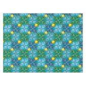 Zitrusfrüchte, Zitronen, grüne, blaue Kacheln, Som Tischdecke (Vorderseite (Horizontal))