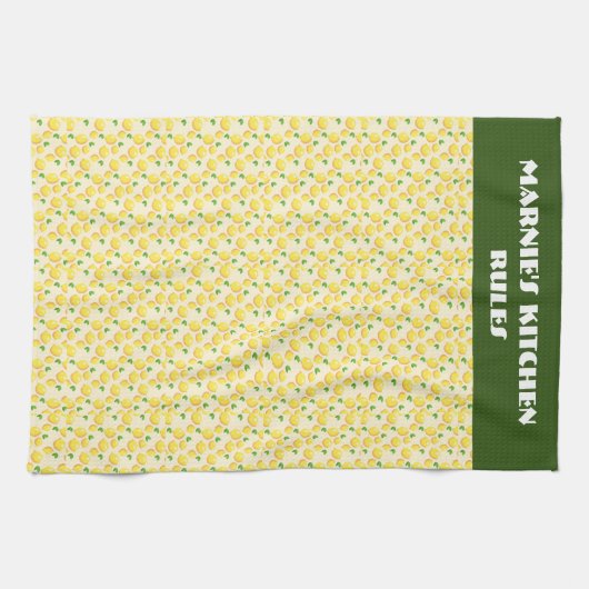 Zitrusfrüchte, Zitronen, grüner Hintergrund essbar Geschirrtuch (Horizontal)