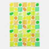 Zitrusfrüchte, Zitronen, Limon und Orangen Geschirrtuch (Vertikal)
