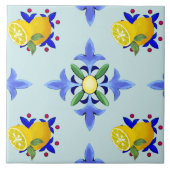 Zitrusfrüchte, Zitronen, Majolika Fliese (Vorderseite)