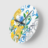 Zitrusfrüchte, Zitronen, mediterran Runde Wanduhr (Winkel)