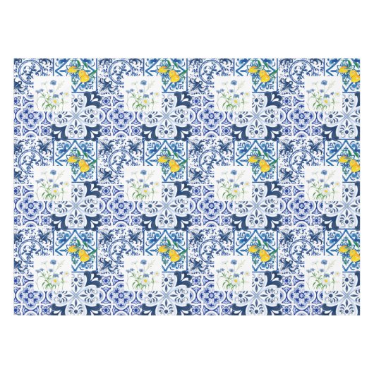 Zitrusfrüchte,Zitronen,       mediterraner Kurz  Tischdecke (Vorderseite (Horizontal))