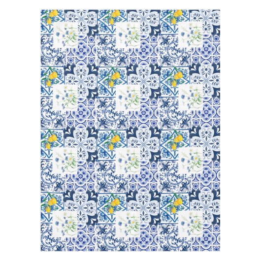 Zitrusfrüchte,Zitronen,       mediterraner Kurz  Tischdecke (Vorderseite)