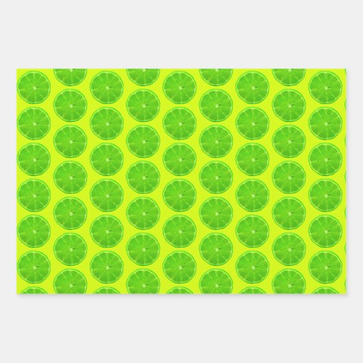 Zitrusfrüchte, Zitronen und Limone Gemusterte Geschenkpapier Set (Vorderseite 2)