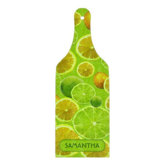 Zitrusfrüchte, Zitronen und Limones Muster - Perso Schneidebrett (Vorderseite)